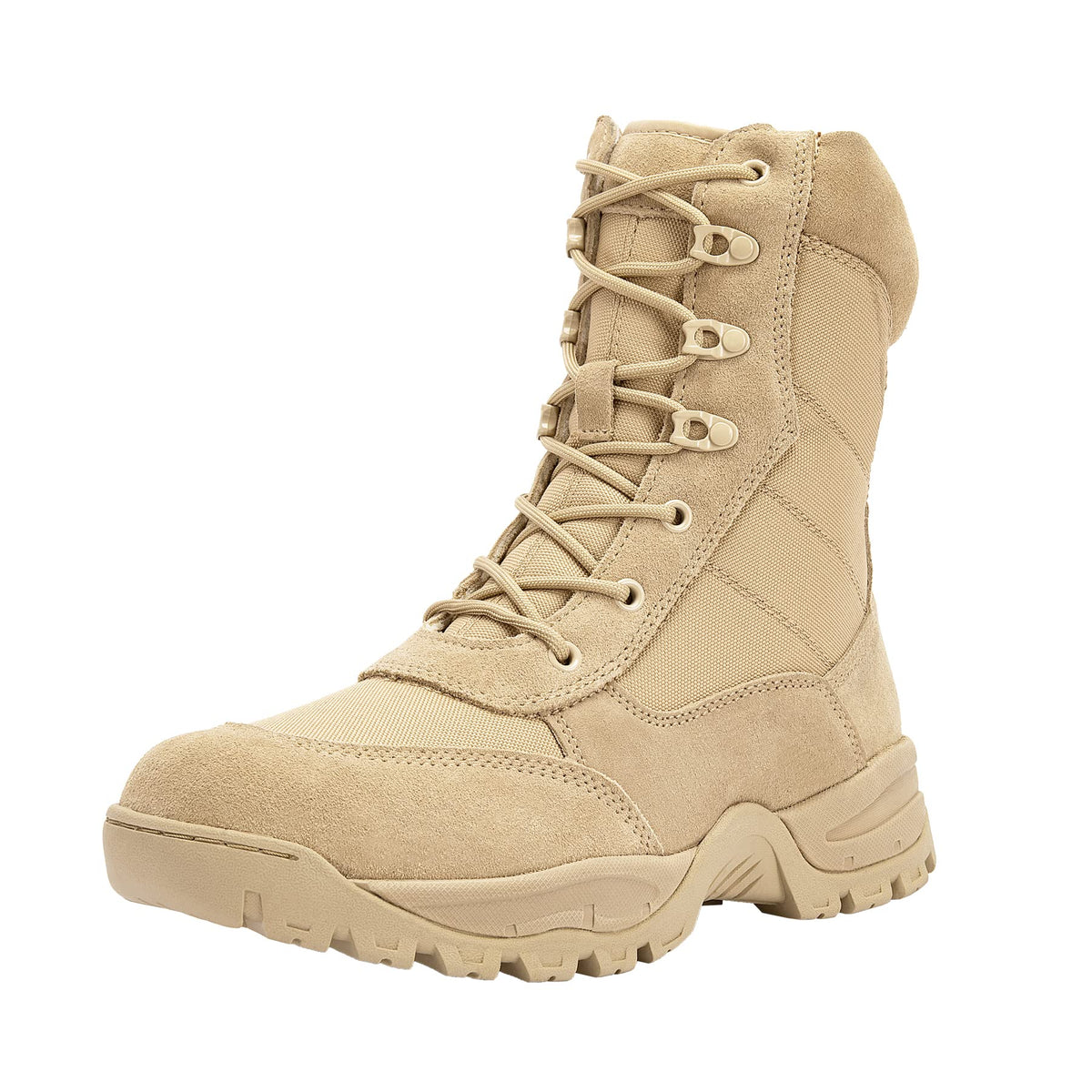 Tan Suede Tactical Boot with Zipper