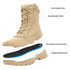 Tan Suede Tactical Boot with Zipper