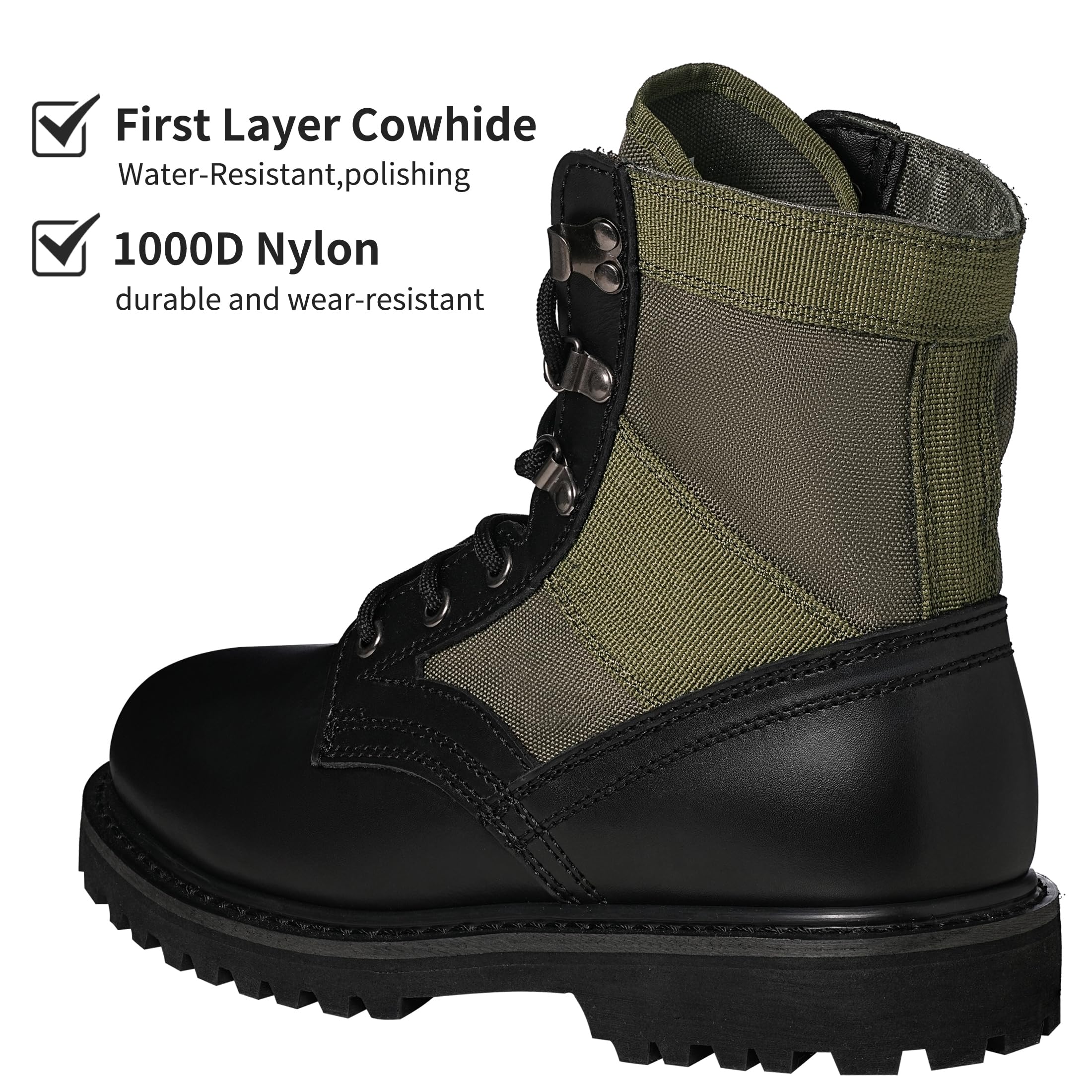 6" Waterproof Goodyear Military Work Boots-Green
