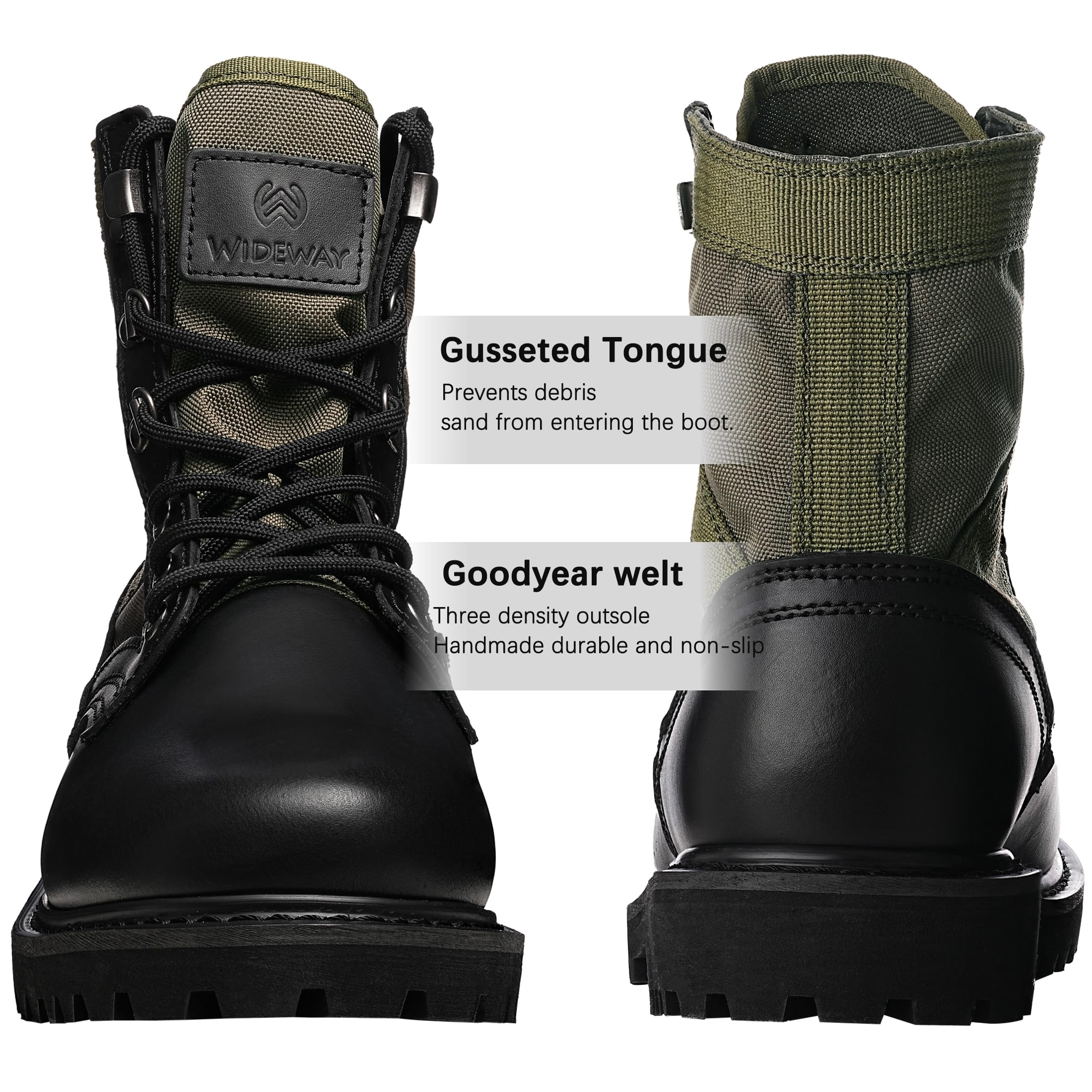 6" Waterproof Goodyear Military Work Boots-Green