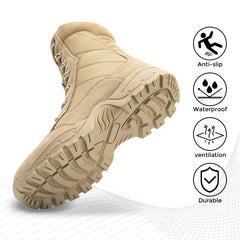 Tan Suede Tactical Boot with Zipper