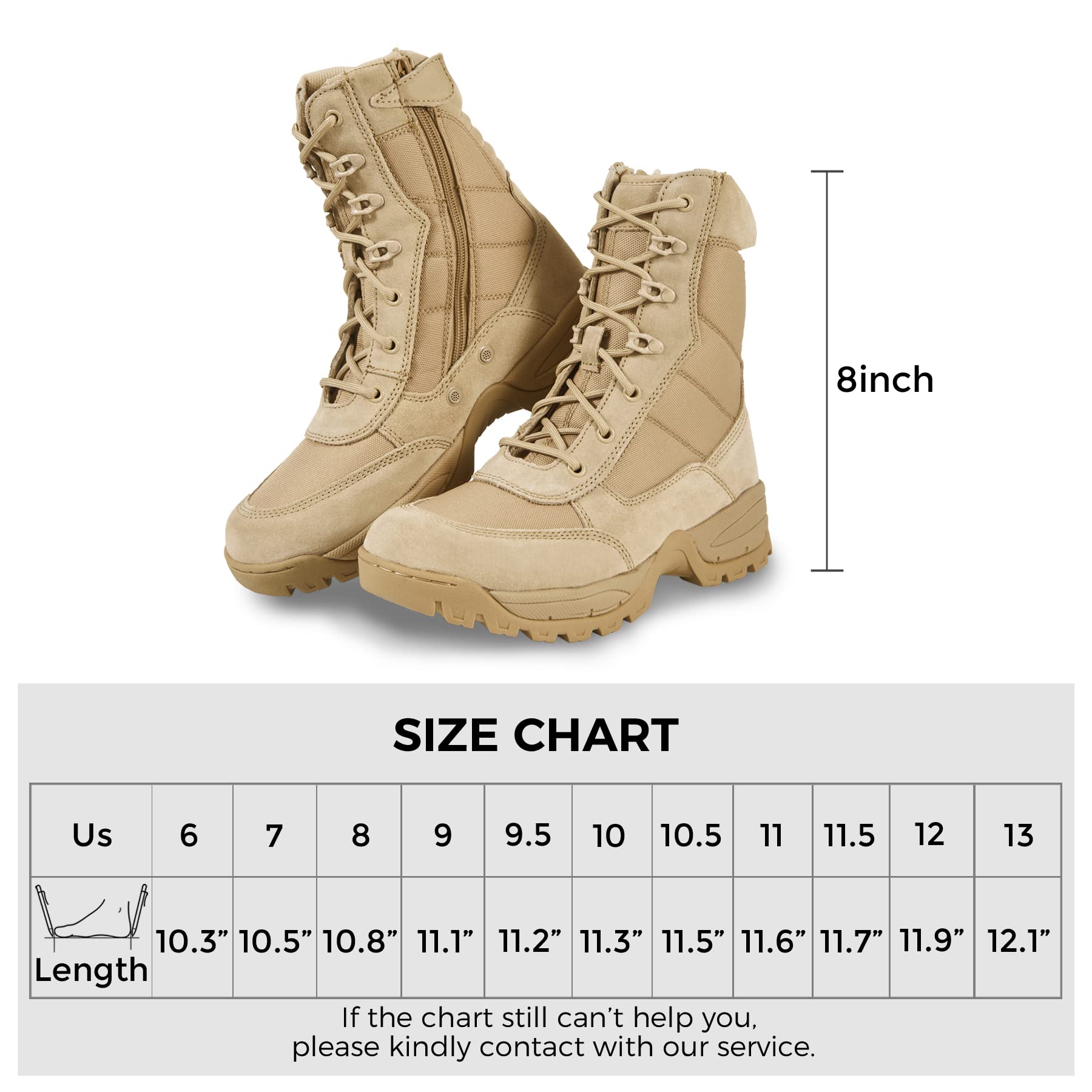 Tan Suede Tactical Boot with Zipper